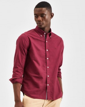 Ben Sherman Beatnik Oxford Garment Dye Overhemd Bordeaux | 51XMTLYBG