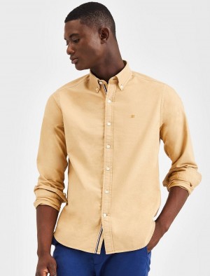 Ben Sherman Beatnik Oxford Garment Dye Overhemd Khaki | 94UVIGSKP