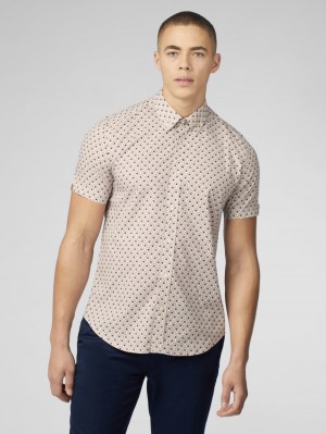 Ben Sherman Block Geo Overhemd Donkerrood | 42UBMNRIQ