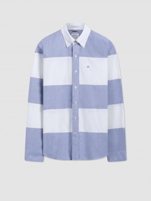 Ben Sherman Brighton Oxford Organic Garment Dye Rugby Overhemd Donkerblauw | 27KGBEVFW