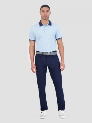 Ben Sherman Checker Rib Air Pique Sports Fit Poloshirt Blauw | 04KNQJLCR