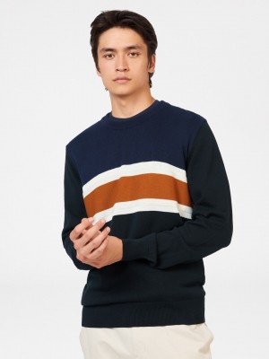 Ben Sherman Chest Stripe Crewneck Gebreide Kleding Zwart | 78ZUALWNB