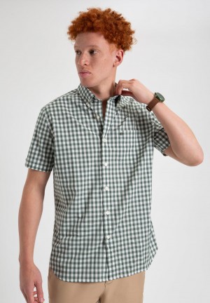 Ben Sherman House Poplin Gingham Overhemd Olijfgroen | 34HSGKDRZ