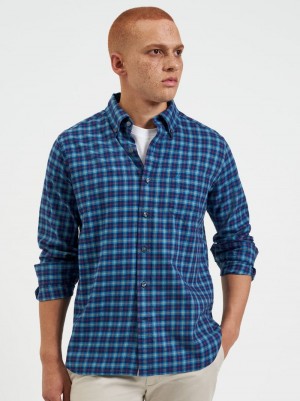 Ben Sherman House Tartan Twill Overhemd Donkerblauw | 68CQKDTEX