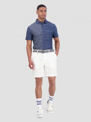 Ben Sherman Melange Stripes Color Block Tech Jersey Sports Fit Poloshirt Donkerblauw | 65ZCWQGTF