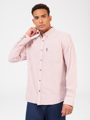 Ben Sherman Recycled Cotton Oxford Stripe Overhemd Oranje | 95WOXJQIS