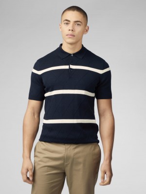 Ben Sherman Signature Argyle Stripe Polo Gebreide Kleding Donkerblauw | 06POXVNKD