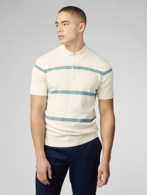 Ben Sherman Signature Argyle Stripe Polo Gebreide Kleding Wit | 57MKGIHRW