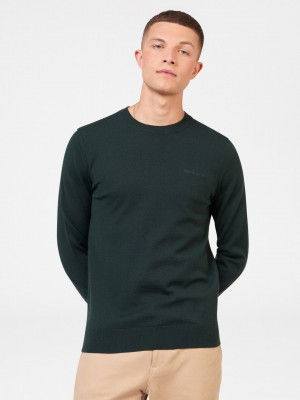 Ben Sherman Signature Merino Crewneck Gebreide Kleding Donkergroen | 81KIZHAGP