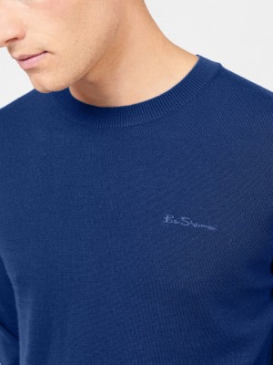 Ben Sherman Signature Merino Crewneck Gebreide Kleding Blauw | 69NSPYAEG