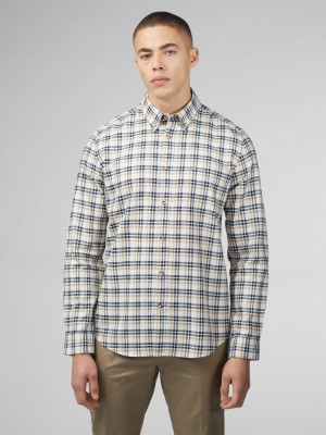 Ben Sherman Signature Oxford Check Overhemd Wit | 20JYCXVPN