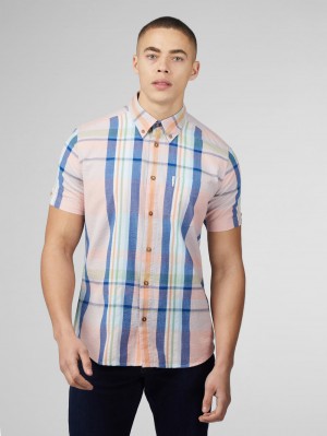 Ben Sherman Signature Seersucker Check Overhemd Roze | 62ALCQRDK