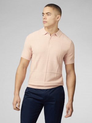 Ben Sherman Signature Textured Polo Gebreide Kleding Roze | 27CSIRBQA