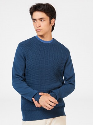 Ben Sherman Textured Crewneck Gebreide Kleding Indigo | 23OFNQVLX