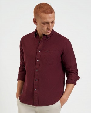 Ben Sherman Uniform Flannel Overhemd Bordeaux Donkerblauw Beige | 36VUWKCOJ