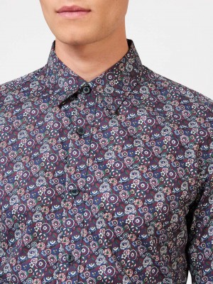 Ben Sherman Winter Floral Overhemd Paars | 09BNECOJY