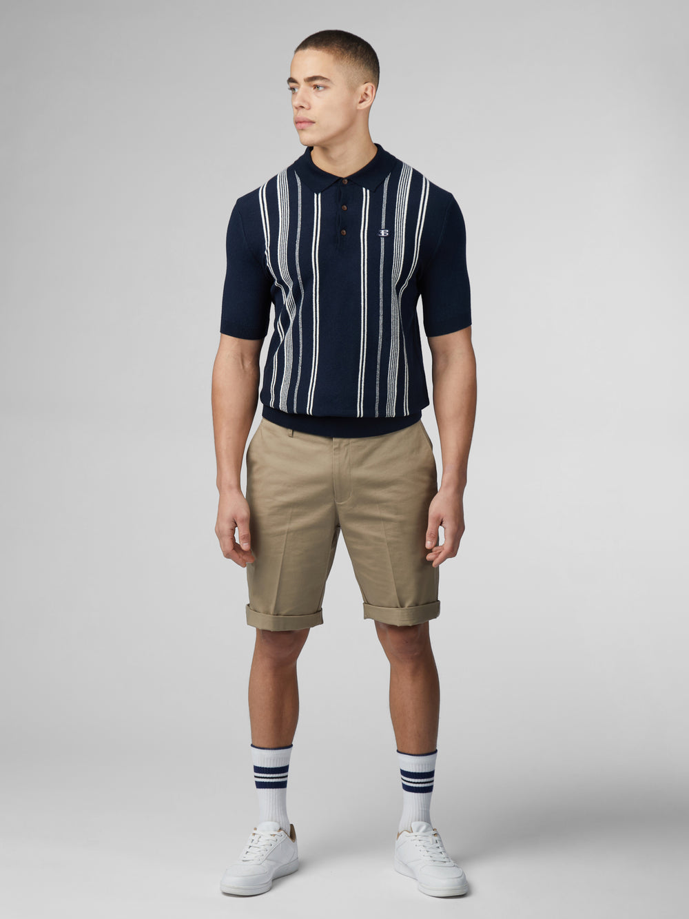 Ben Sherman B by Ben Sherman Crinkle Cotton Stripe Polo Gebreide Kleding Donkerblauw | 46QLYITCJ