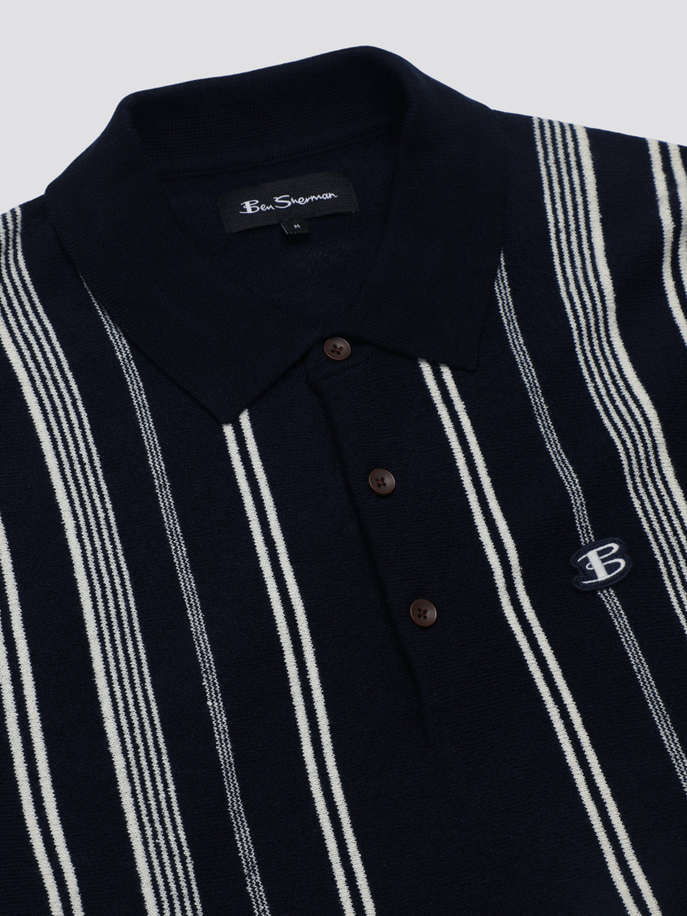 Ben Sherman B by Ben Sherman Crinkle Cotton Stripe Polo Gebreide Kleding Donkerblauw | 46QLYITCJ