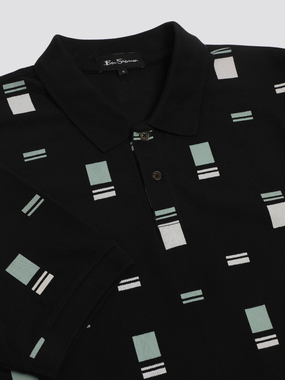 Ben Sherman B by Ben Sherman Scatter Chequerboard Mod Stripe Poloshirt Zwart | 83THAOLVK