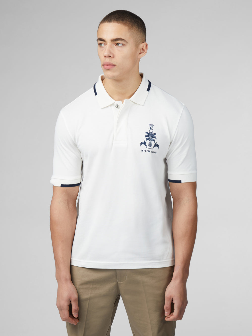 Ben Sherman B by Ben Sherman Sports Club Embroidered Poloshirt Wit | 07KEVHZAD