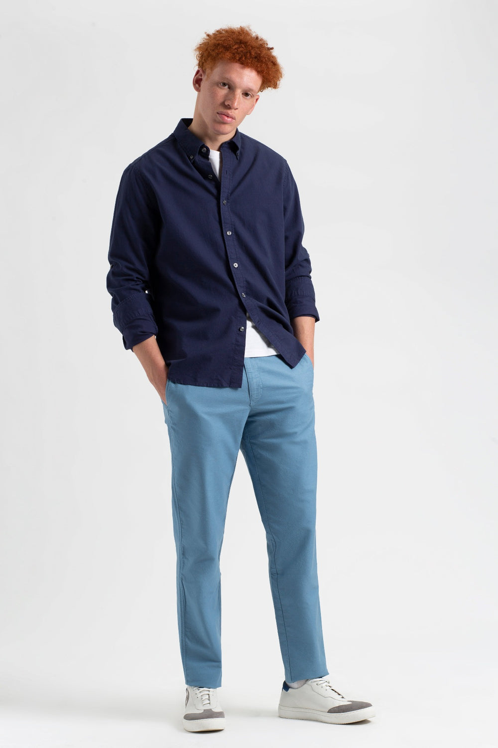 Ben Sherman Beatnik Oxford Slim Taper Garment Dye Chino Broek Blauw | 87HBVLMXK