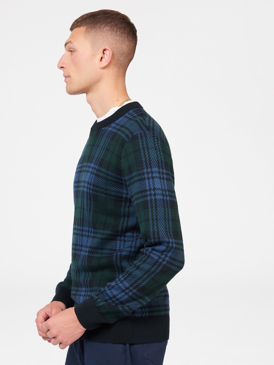 Ben Sherman Blackwatch Check Crewneck Gebreide Kleding Zwart | 93LISNJCF