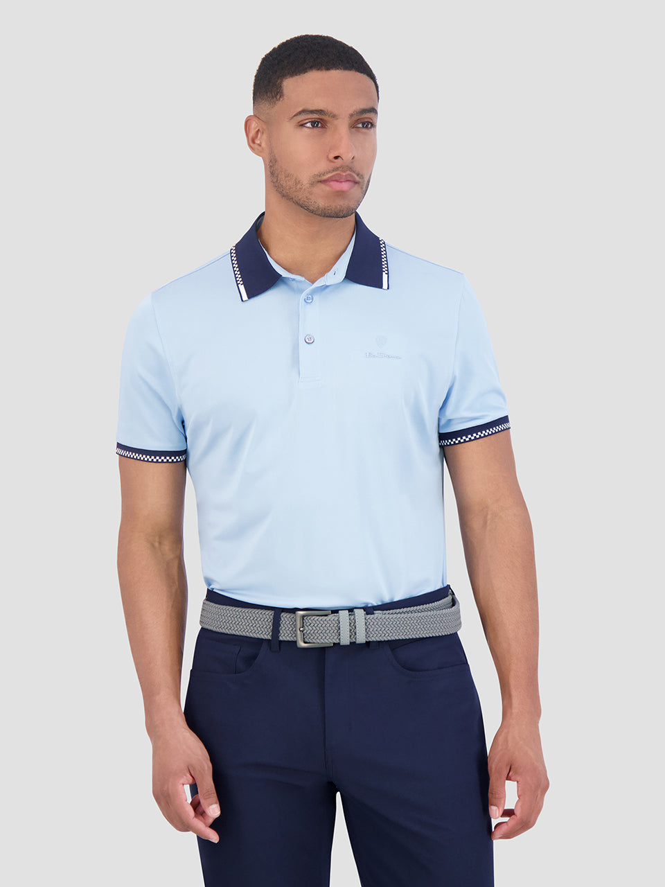 Ben Sherman Checker Rib Air Pique Sports Fit Poloshirt Blauw | 04KNQJLCR