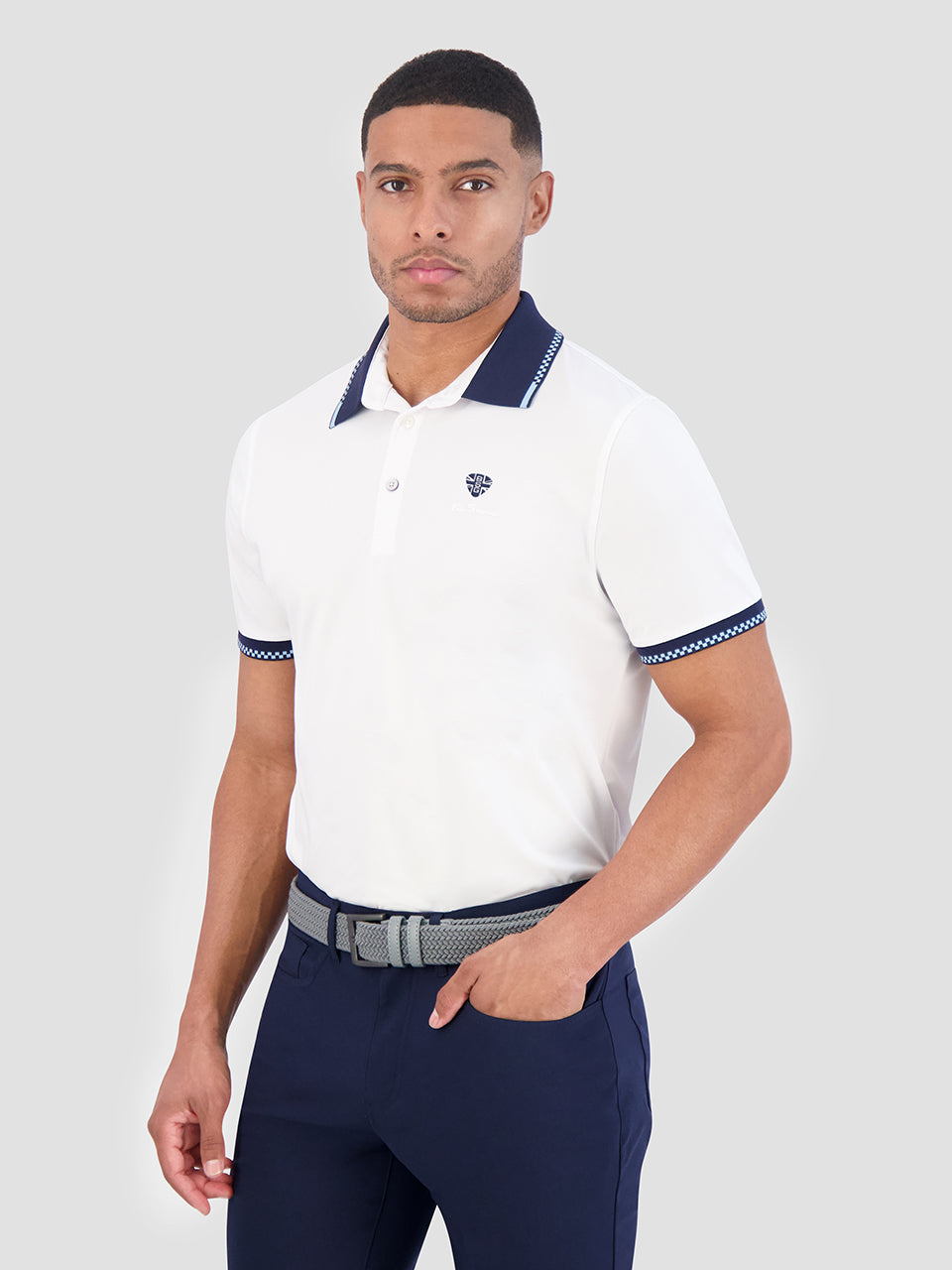 Ben Sherman Checker Rib Air Pique Sports Fit Poloshirt Wit | 34SMREDYH