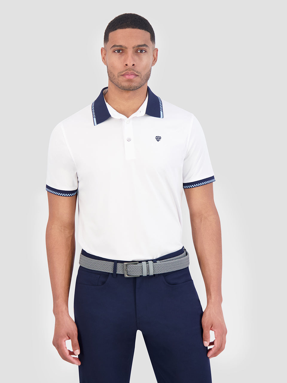 Ben Sherman Checker Rib Air Pique Sports Fit Poloshirt Wit | 34SMREDYH