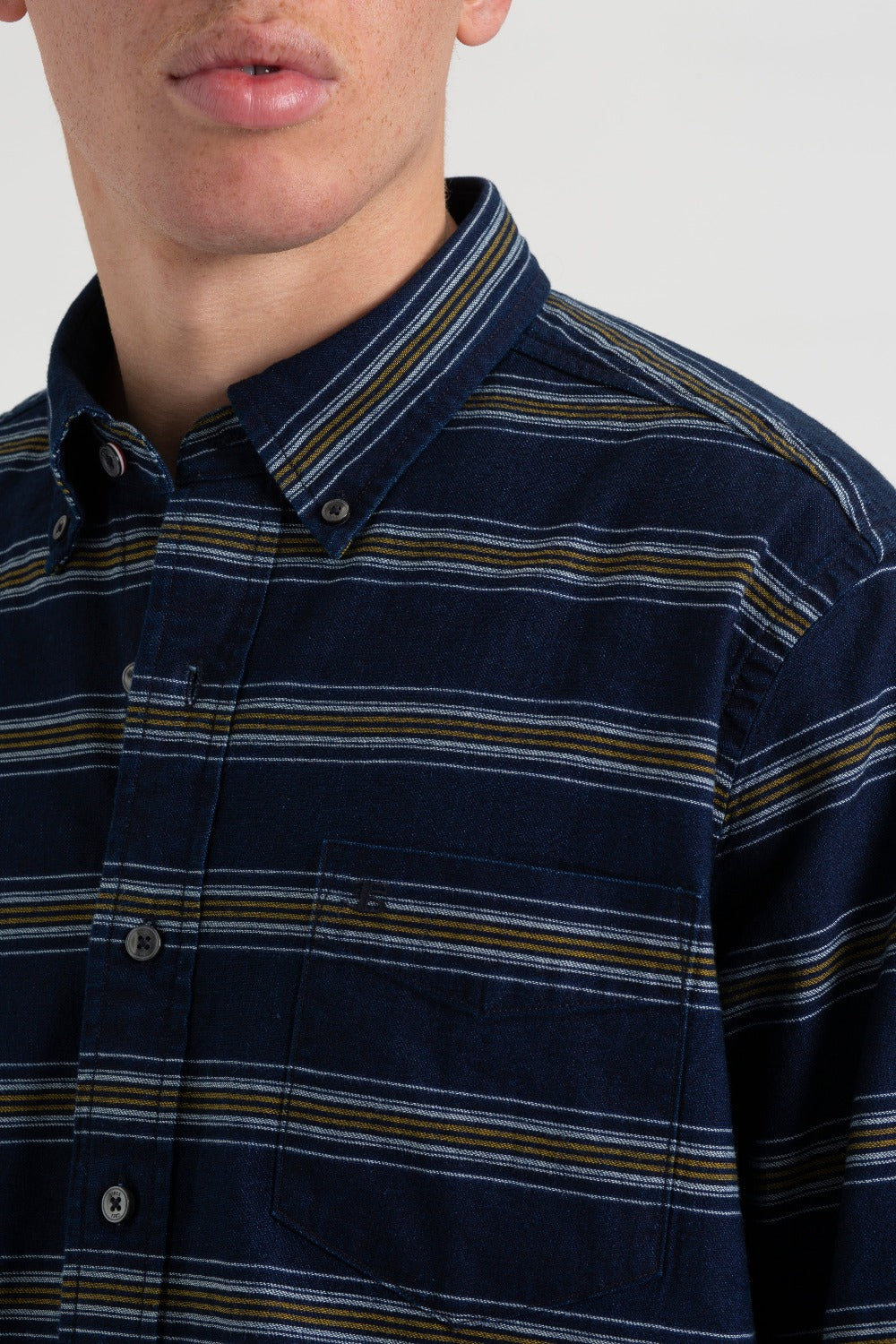 Ben Sherman Dalston Blues Long Sleeve Indigo Stripe Overhemd Indigo | 16EXJVADO