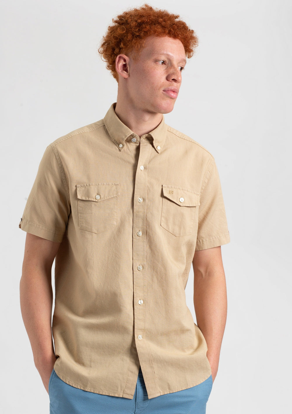 Ben Sherman Garment Dye Linen Overhemd Bruin | 19ATCWZYJ