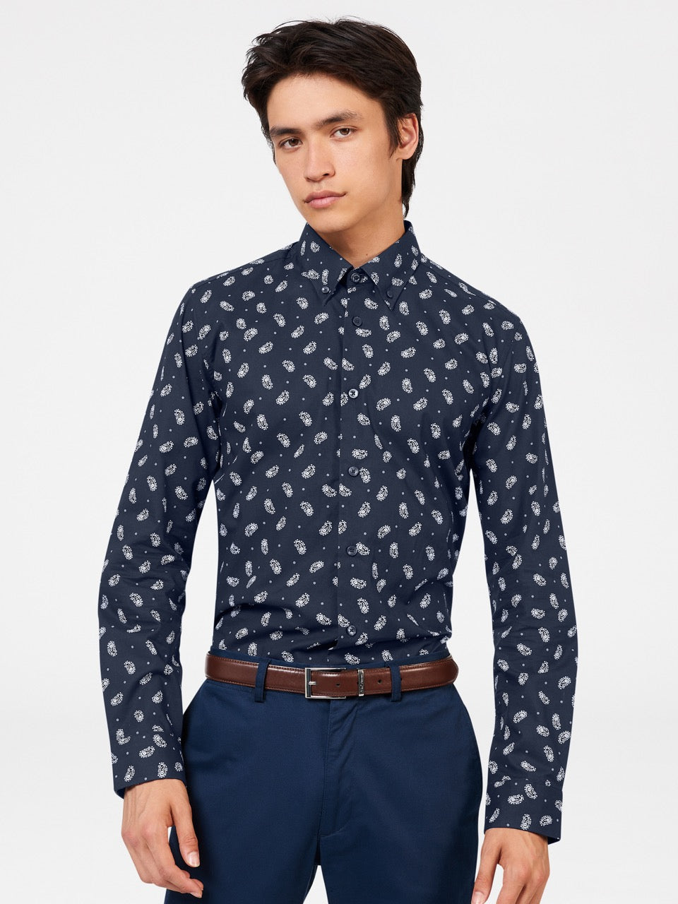 Ben Sherman Micro Paisley Overhemd Donkerblauw | 78OVIUENK