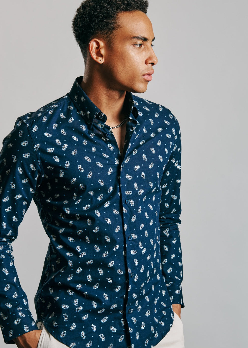 Ben Sherman Micro Paisley Overhemd Donkerblauw | 78OVIUENK