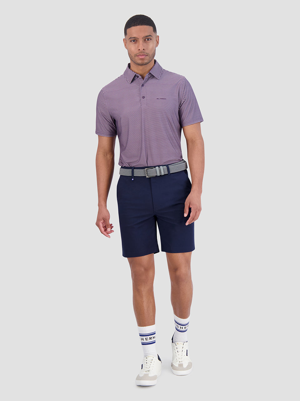 Ben Sherman Mini Stripes Tech Jersey Sports Fit Poloshirt Paars | 35MXCGDFW