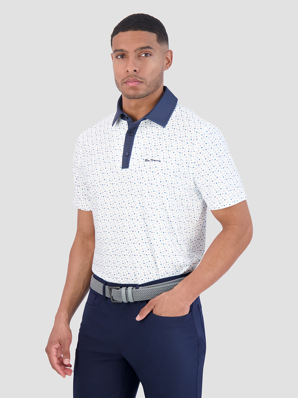 Ben Sherman Polka Dots Tech Jersey Sports Fit Poloshirt Wit | 57TZMODVF