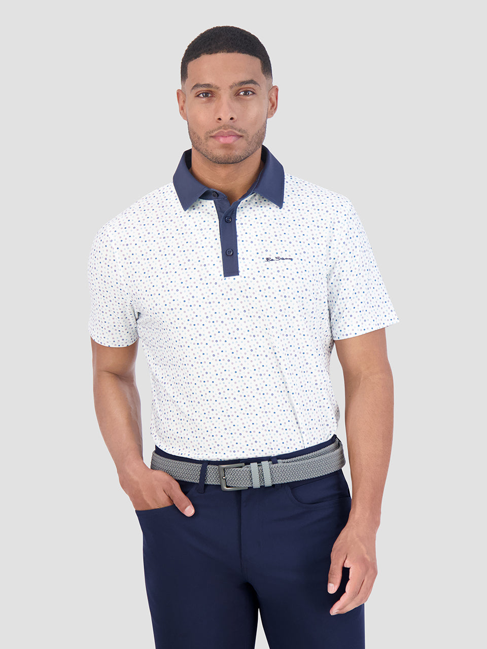 Ben Sherman Polka Dots Tech Jersey Sports Fit Poloshirt Wit | 57TZMODVF