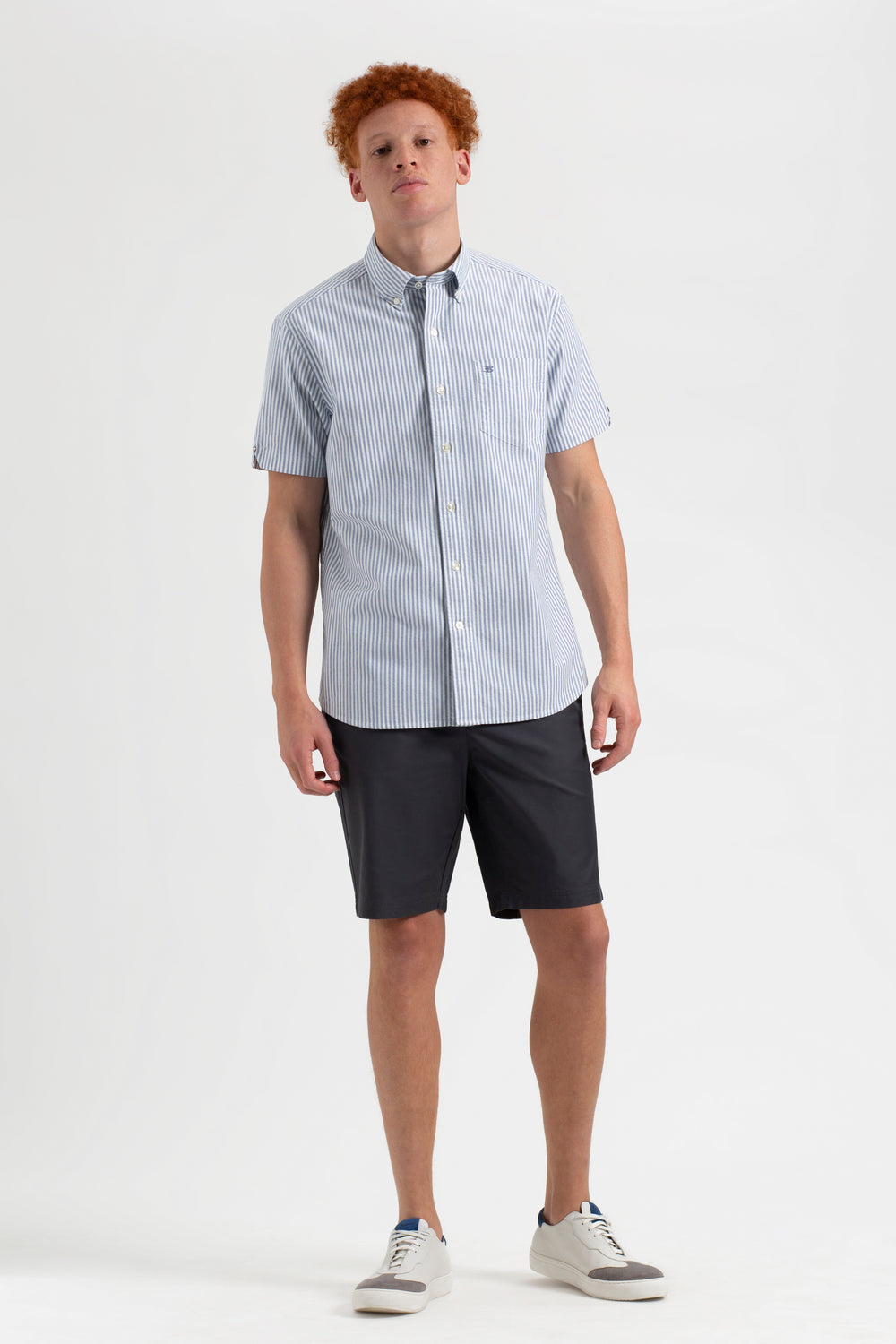 Ben Sherman Short Sleeve Brighton Oxford Organic Bengal Stripe Overhemd Indigo Strepen | 06GRSTHMP