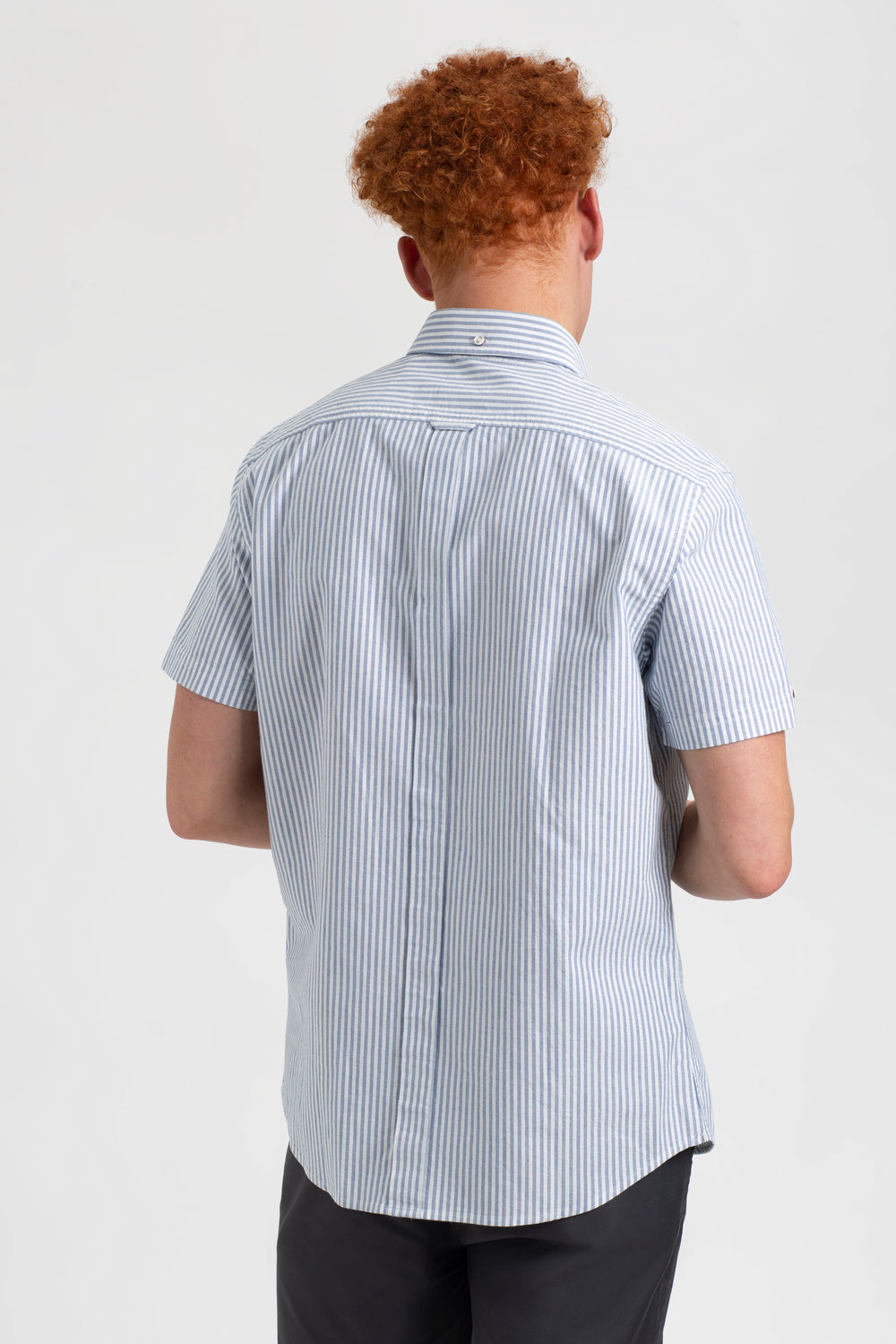 Ben Sherman Short Sleeve Brighton Oxford Organic Bengal Stripe Overhemd Indigo Strepen | 06GRSTHMP