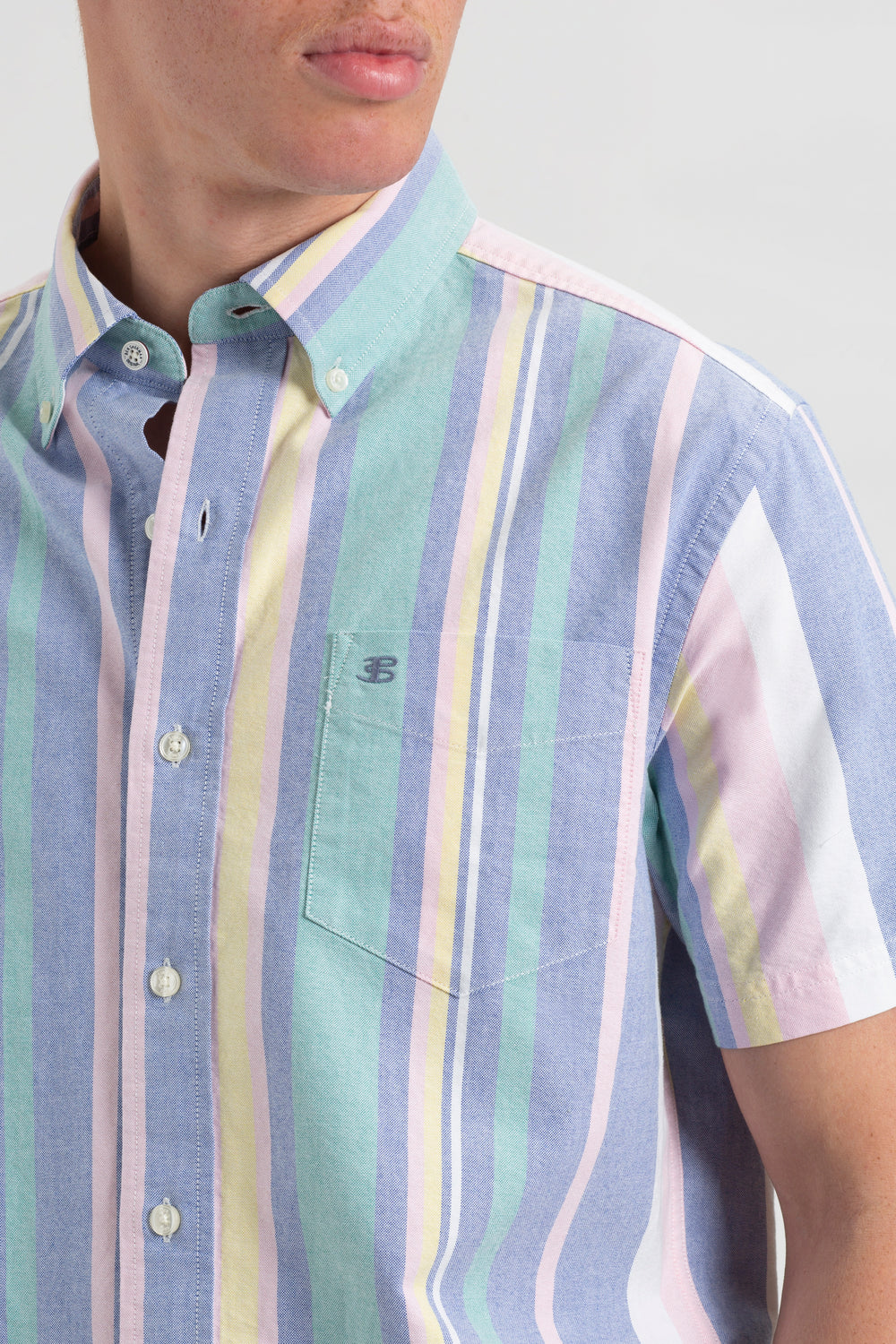 Ben Sherman Short Sleeve Brighton Oxford Organic Stripe Overhemd Gekleurd Strepen | 39LAEUDZQ