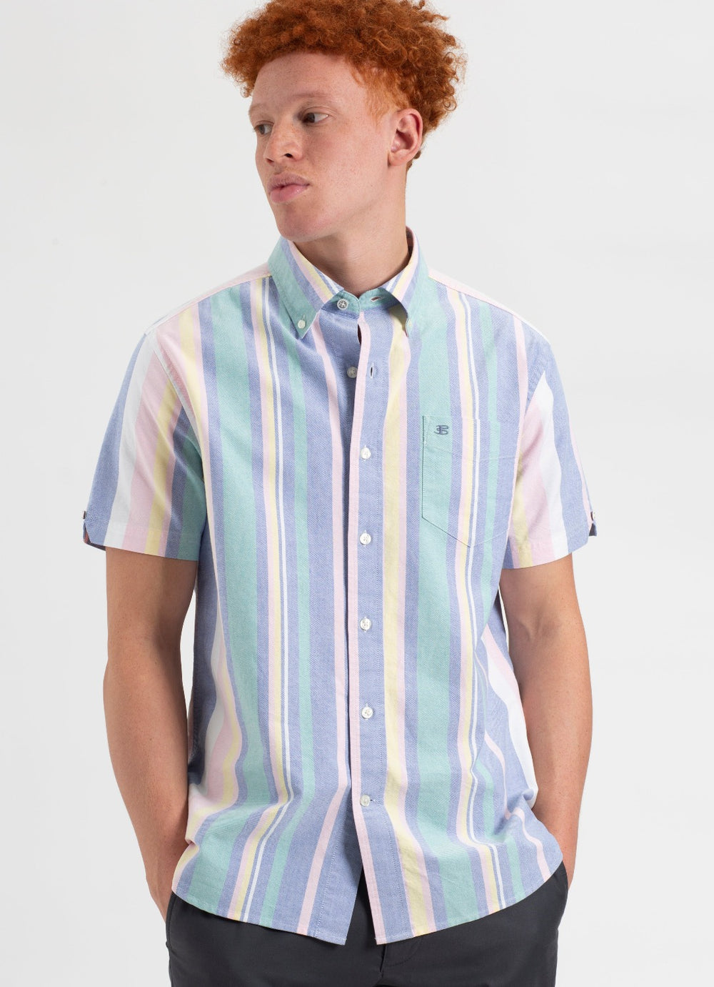 Ben Sherman Short Sleeve Brighton Oxford Organic Stripe Overhemd Gekleurd Strepen | 39LAEUDZQ