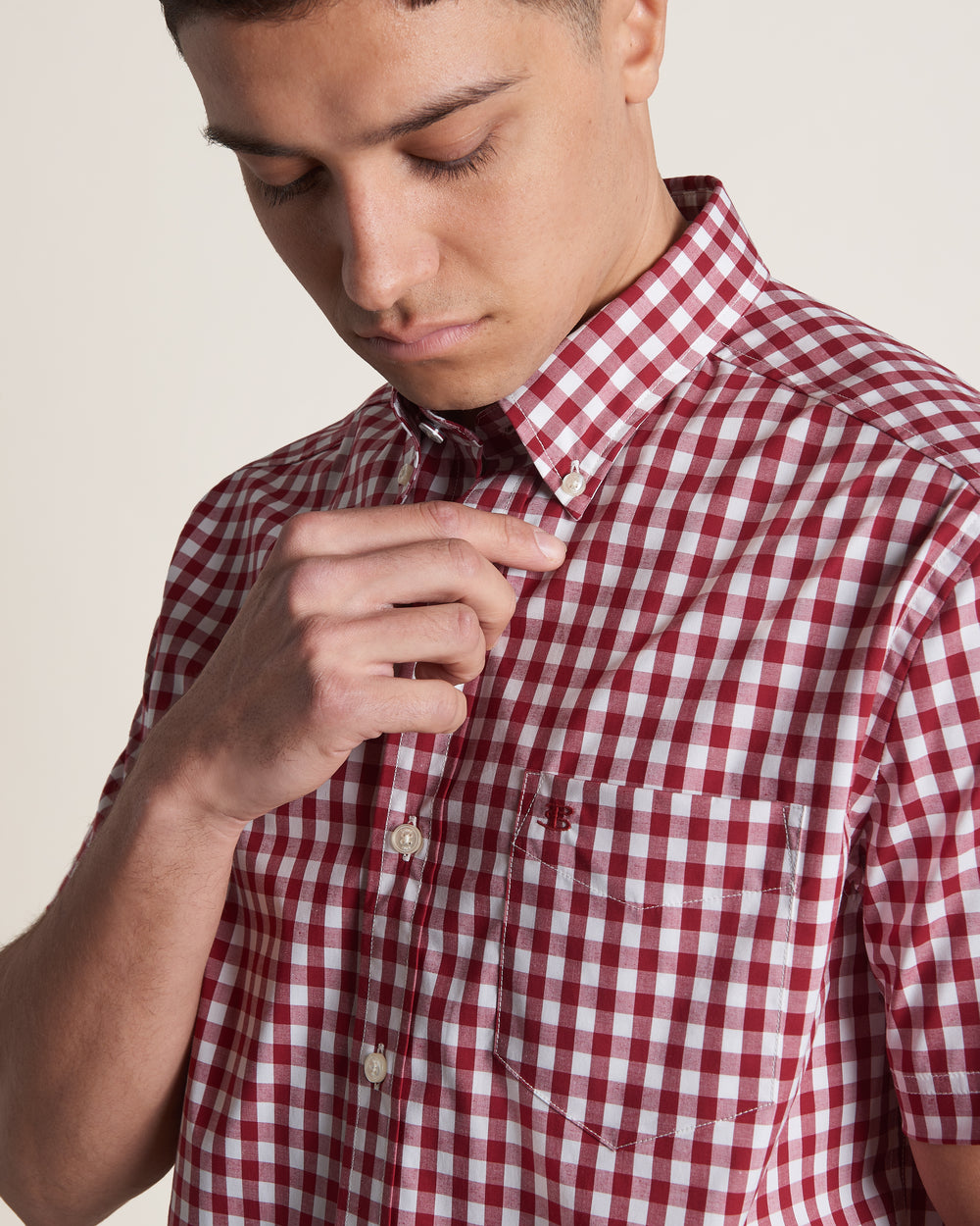 Ben Sherman Short Sleeve House Poplin Gingham Overhemd Bordeaux | 39PMXARNH