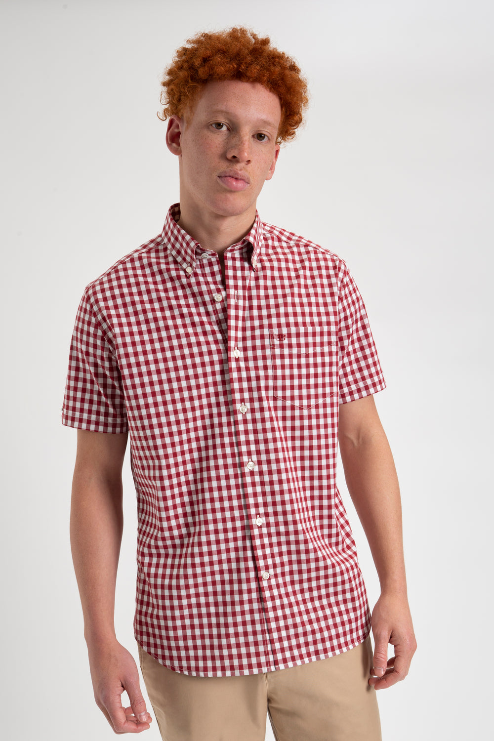 Ben Sherman Short Sleeve House Poplin Gingham Overhemd Bordeaux | 39PMXARNH