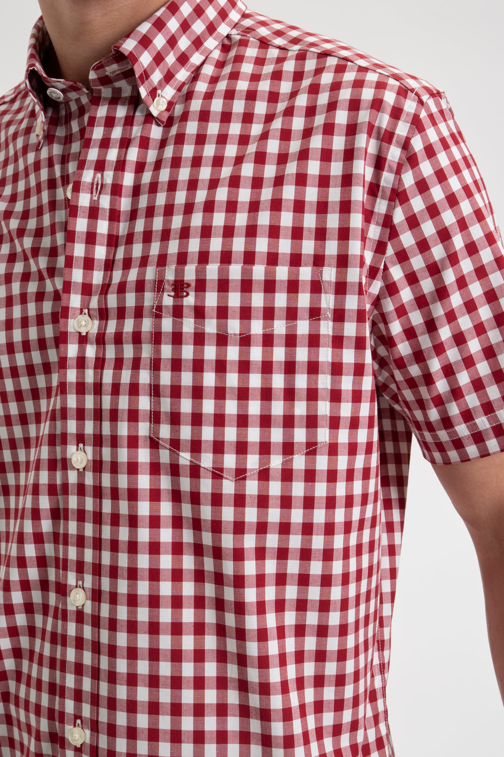 Ben Sherman Short Sleeve House Poplin Gingham Overhemd Bordeaux | 39PMXARNH