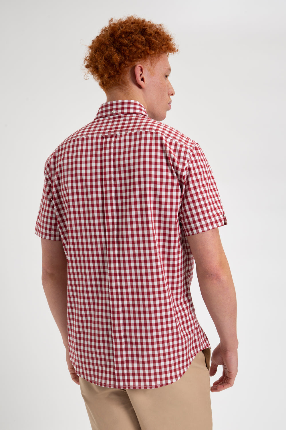 Ben Sherman Short Sleeve House Poplin Gingham Overhemd Bordeaux | 39PMXARNH