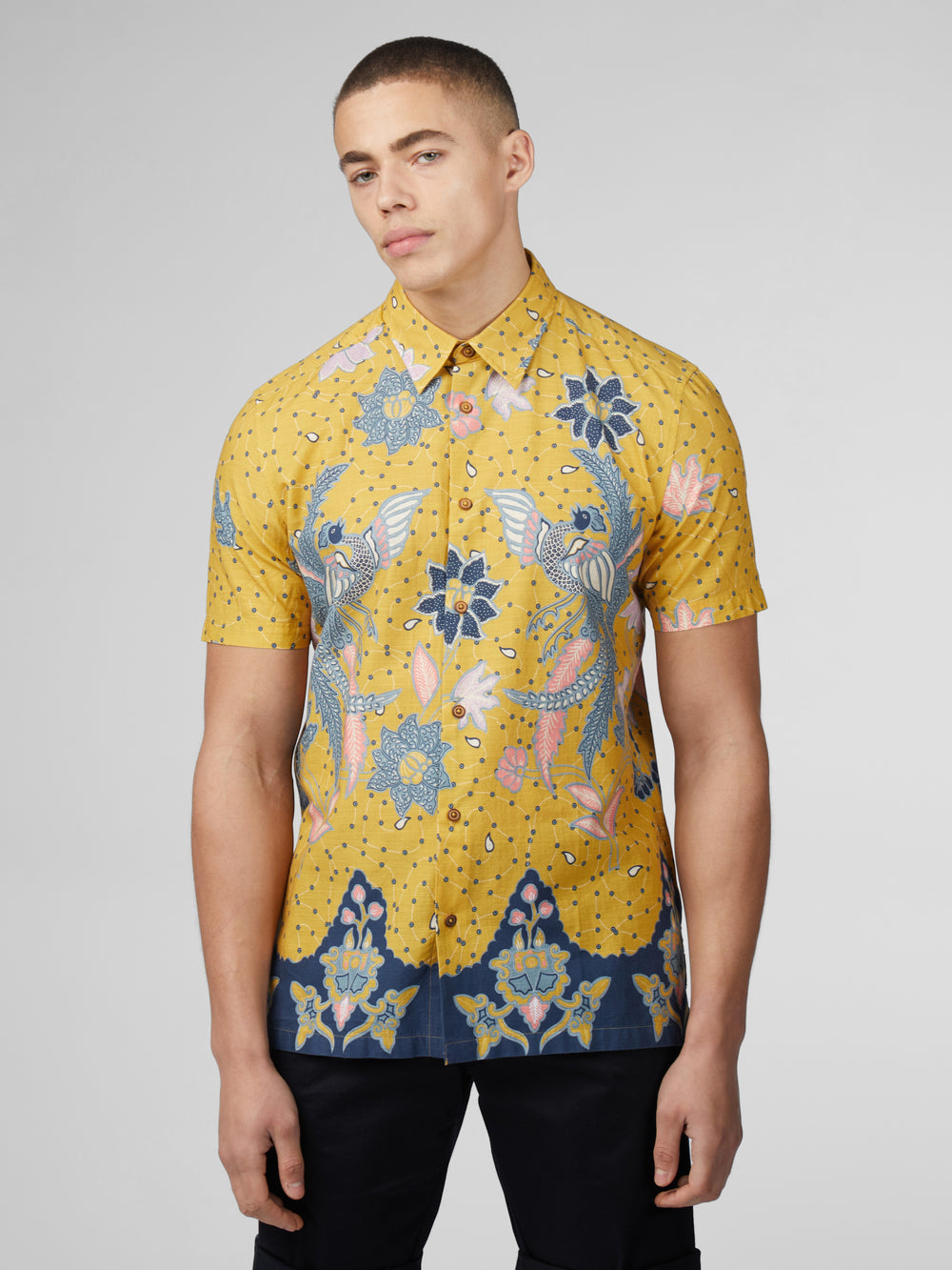 Ben Sherman Signature Abstract Botanical Print Overhemd Geel | 03BEUZPFI