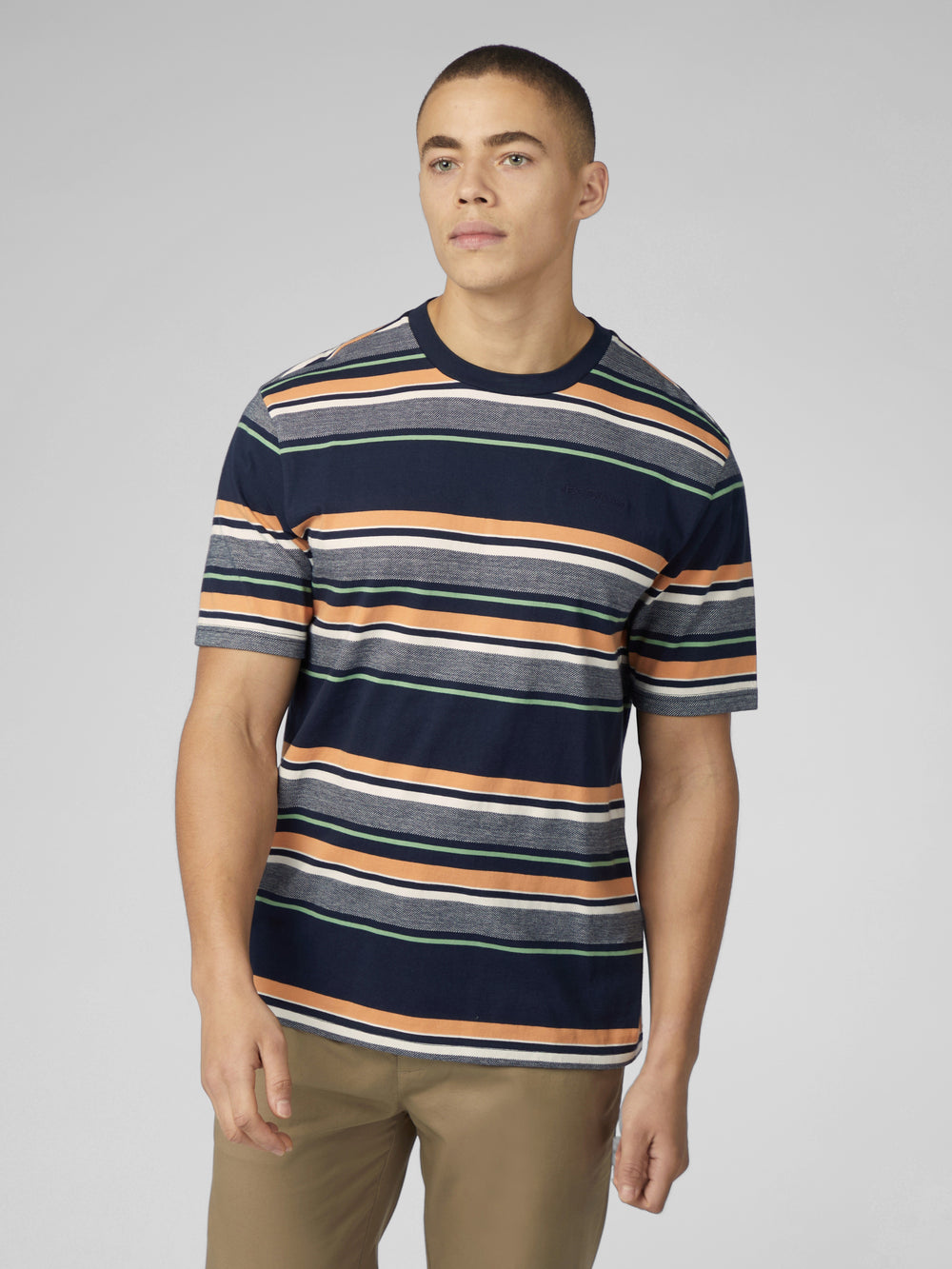 Ben Sherman Signature Engineered Stripe T-Shirt Donkerblauw | 27QWJKIXF