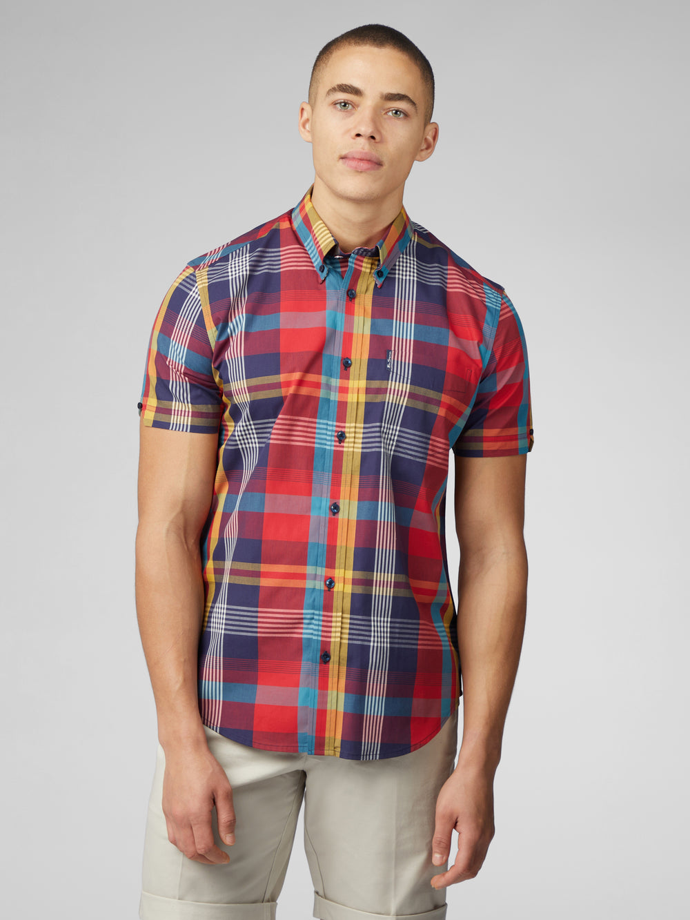 Ben Sherman Signature Large Madras Check Overhemd Rood | 09JQIDKNA