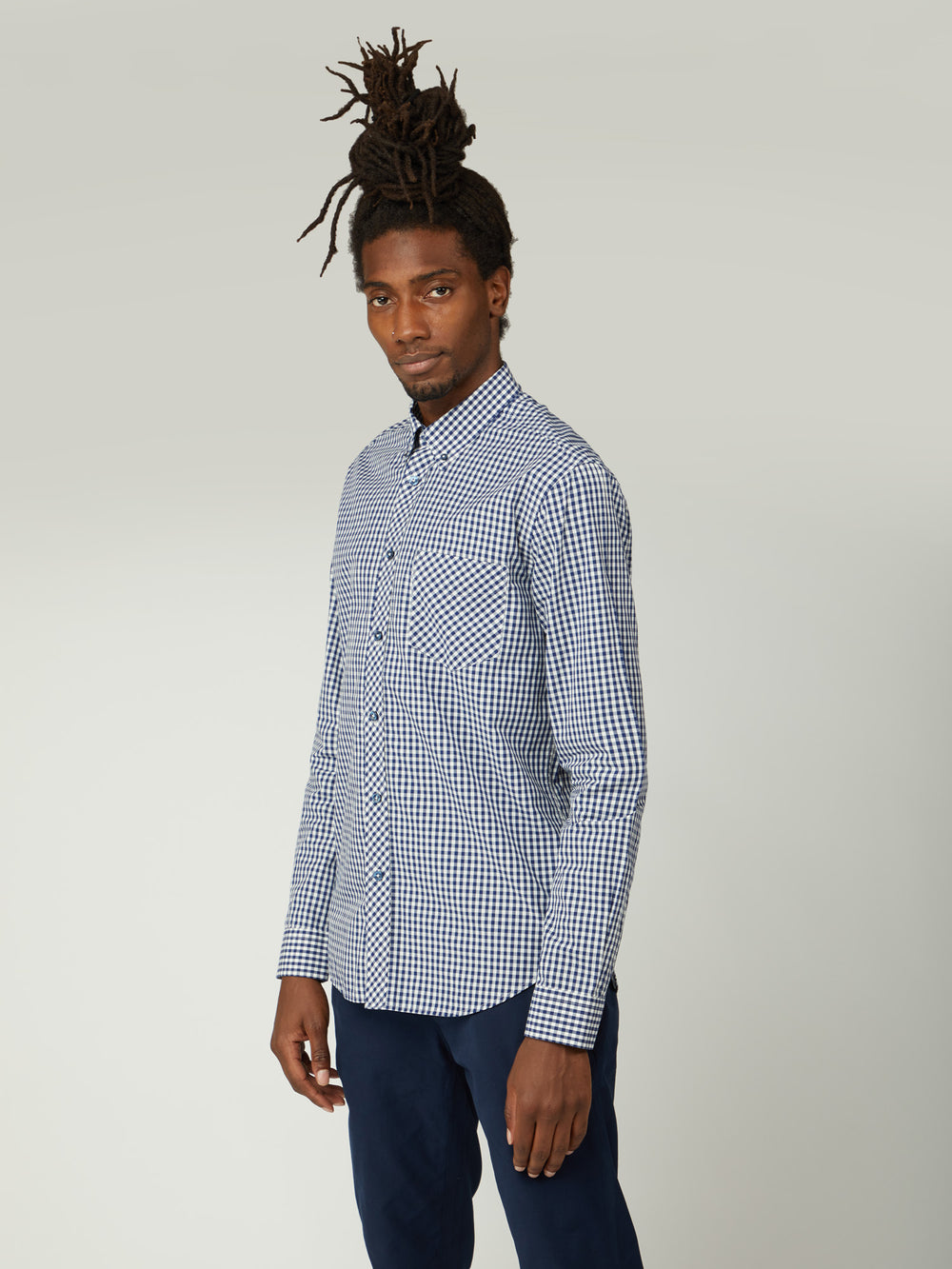 Ben Sherman Signature Long-Sleeve Gingham Overhemd Donkerblauw | 43DROQZXB