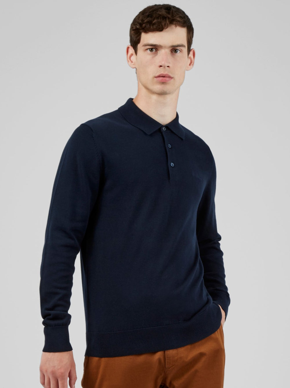 Ben Sherman Signature Long-Sleeve Polo Hals Trui Donkerblauw | 14JCWTYEH