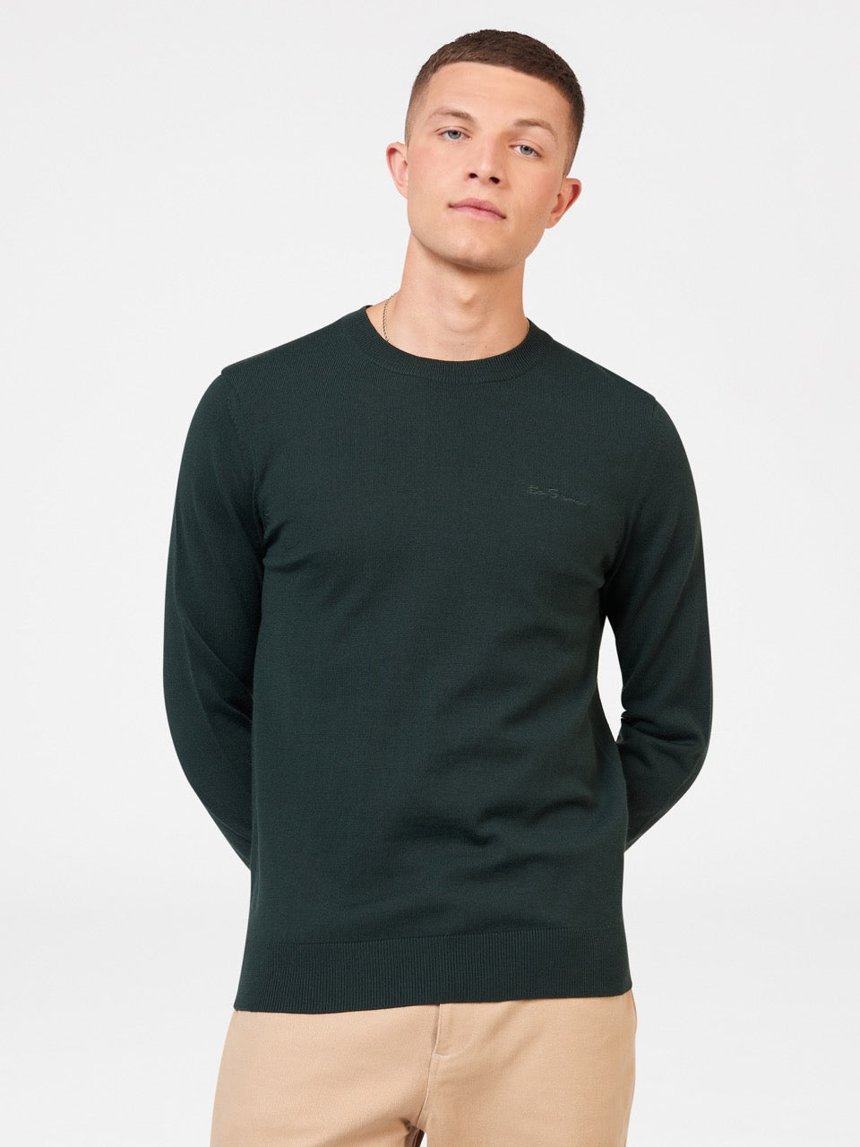 Ben Sherman Signature Merino Crewneck Gebreide Kleding Donkergroen | 81KIZHAGP